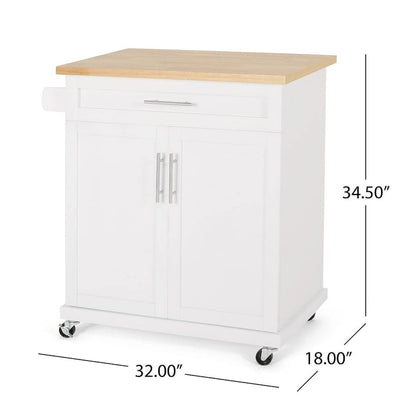 Contemporary Wood Kitchen Cart with Wheels Storage and Wheels by Christopher Knight Home