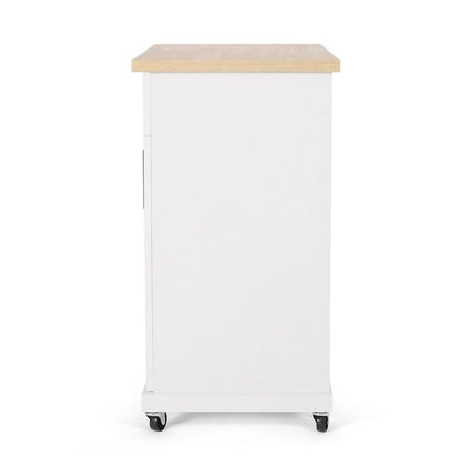Contemporary Wood Kitchen Cart with Wheels Storage and Wheels by Christopher Knight Home