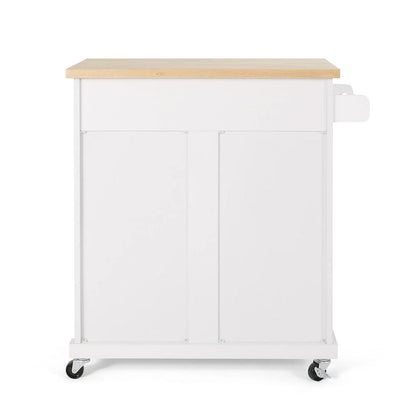 Contemporary Wood Kitchen Cart with Wheels Storage and Wheels by Christopher Knight Home