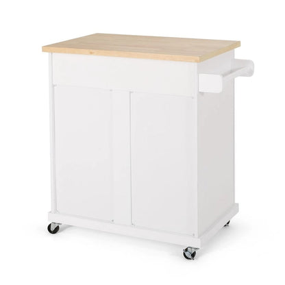 Contemporary Wood Kitchen Cart with Wheels Storage and Wheels by Christopher Knight Home