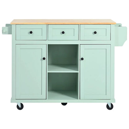 Kitchen Island Cart with Wheels Drop-Leaf, Storage Racks
