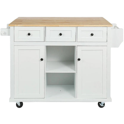 Kitchen Island Cart with Wheels Drop-Leaf, Storage Racks