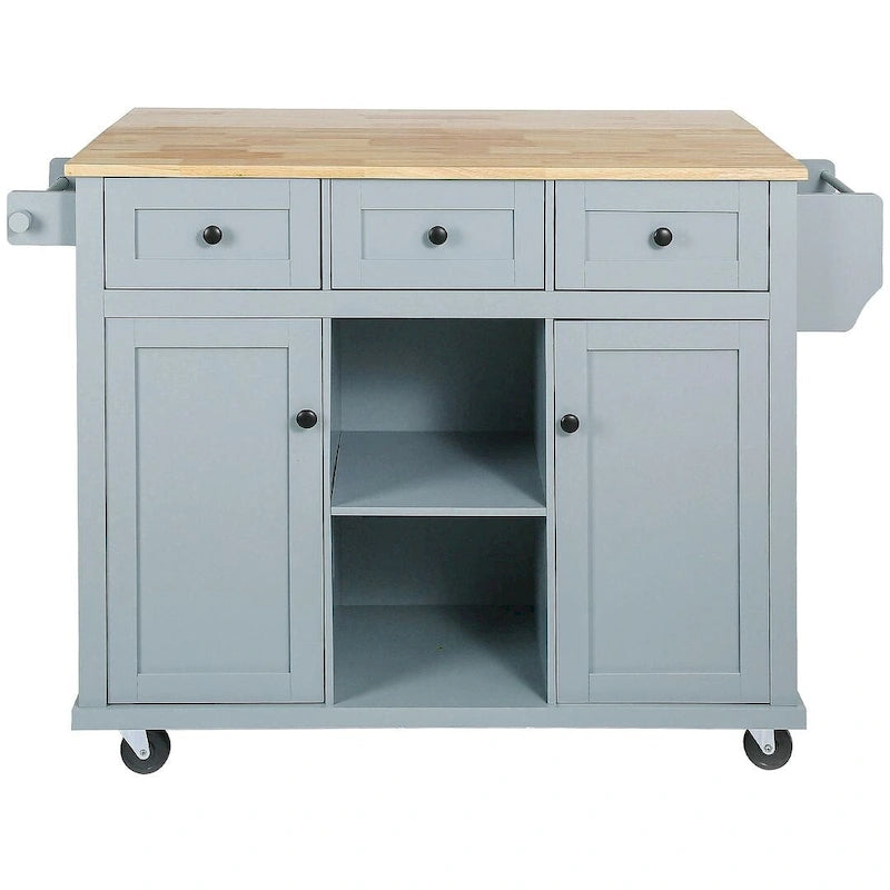 Kitchen Island Cart with Wheels Drop-Leaf, Storage Racks