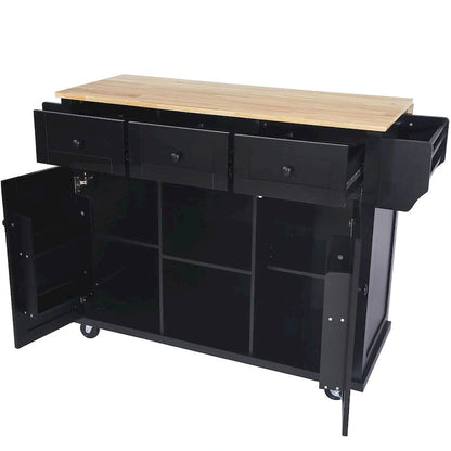 Kitchen Island Cart with Wheels Drop-Leaf, Storage Racks