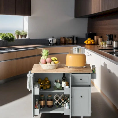 Rolling Kitchen Cart with Internal Storage Rack and Pull Out Cabinet - N/A