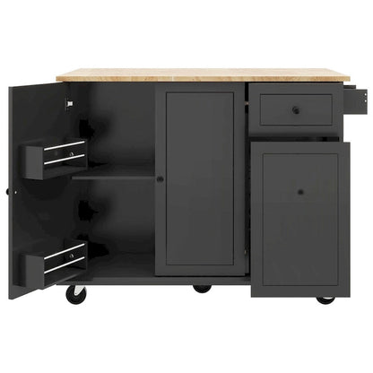 Rolling Kitchen Cart with Internal Storage Rack and Pull Out Cabinet - N/A