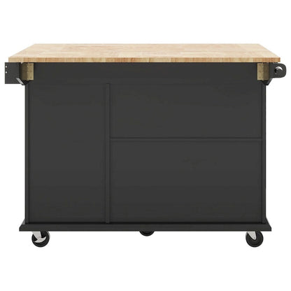 Rolling Kitchen Cart with Internal Storage Rack and Pull Out Cabinet - N/A
