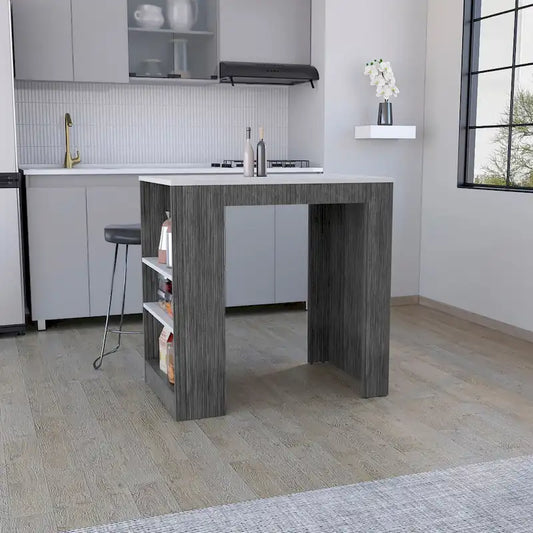 Kitchen Island with 3-Side Shelves for Dining Room.