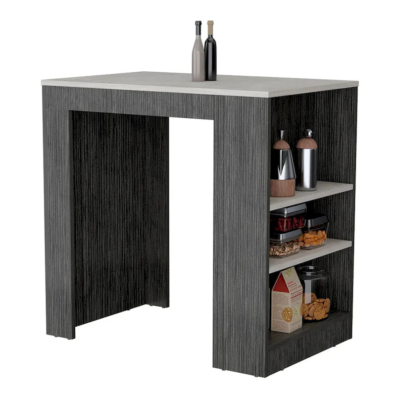 Kitchen Island with 3-Side Shelves for Dining Room.