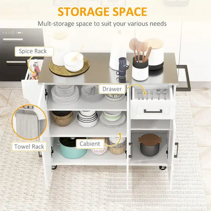 Kitchen Island with Storage,Rolling Kitchen Island on Wheels w/Drawer