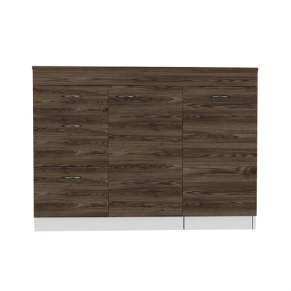 Kitchen Island for Kitchen, Dining Room, White / Dark Walnut