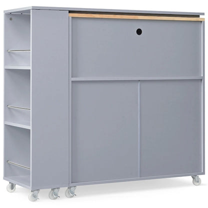 Rolling Kitchen Island With Extended Table,Kitchen Island on Wheels