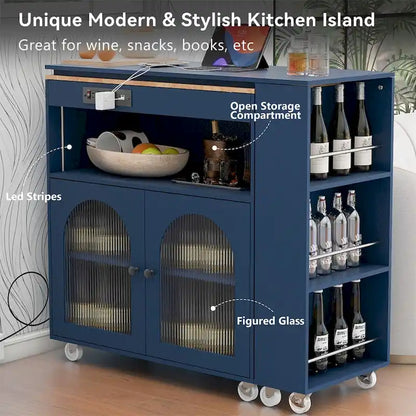 Rolling Kitchen Island With Extended Table,Kitchen Island on Wheels