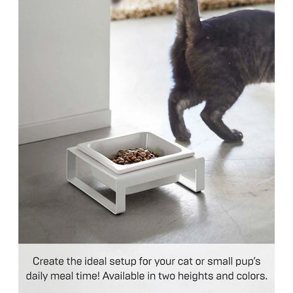Yamazaki Home Single Pet Food Bowl - Two Styles, Steel and Ceramic, Short, 1.25 - L 6.1 x W 5.91 x H 2.36 inches