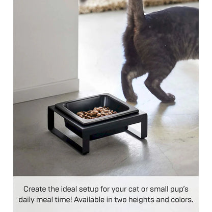 Yamazaki Home Single Pet Food Bowl - Two Styles, Steel and Ceramic, Short, 1.25 - L 6.1 x W 5.91 x H 2.36 inches