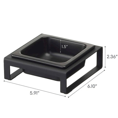 Yamazaki Home Single Pet Food Bowl - Two Styles, Steel and Ceramic, Short, 1.25 - L 6.1 x W 5.91 x H 2.36 inches