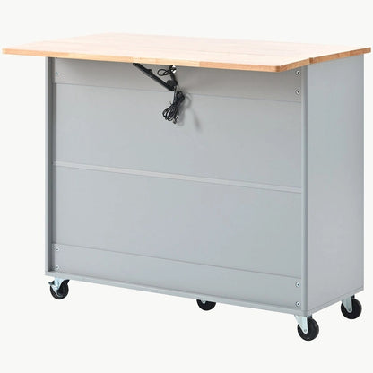 Kitchen Island with Drop Leaf and LED Light