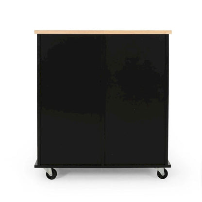 Contemporary Wood Kitchen Cart with Wheels Drawers and Cabinet by Christopher Knight Home