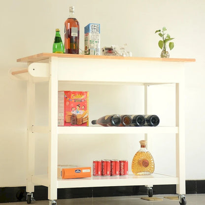 MDF Kitchen Cart with Two Lockable Wheels