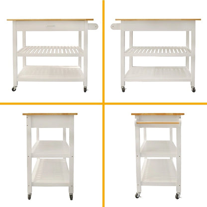 MDF Kitchen Cart with Two Lockable Wheels