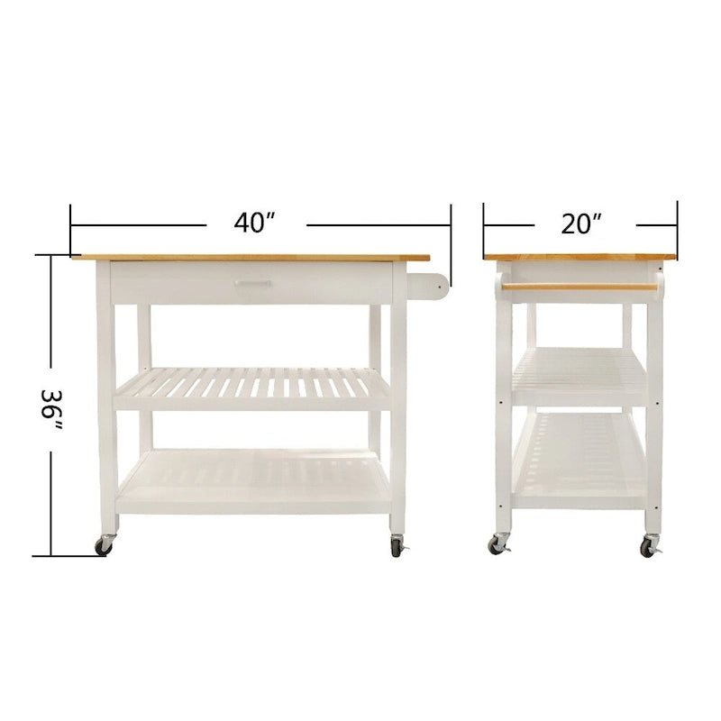 MDF Kitchen Cart with Two Lockable Wheels