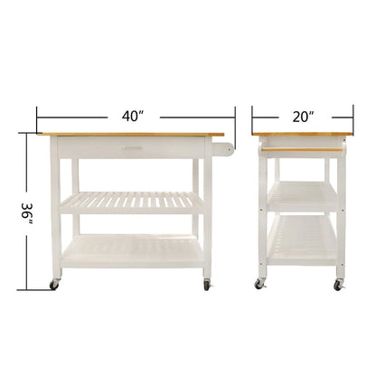 MDF Kitchen Cart with Two Lockable Wheels