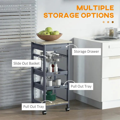 Mobile Rolling Kitchen Island Trolley Serving Cart