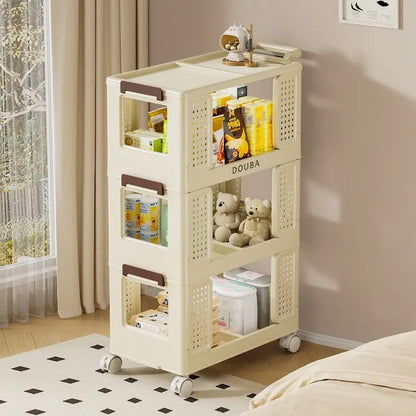 3-Tier Kitchen Storage Cart with Lockable Wheels