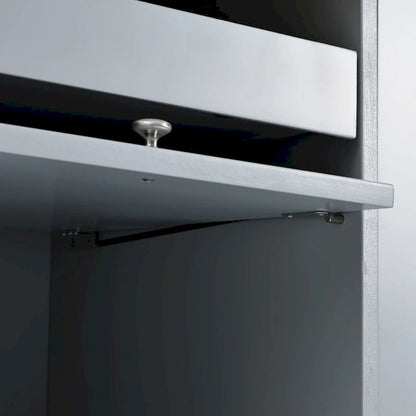Kitchen Island Cart with Drop-Leaf Countertop, LED Lighting, Fluted Glass Doors, Adjustable Shelf, and Two Drawers