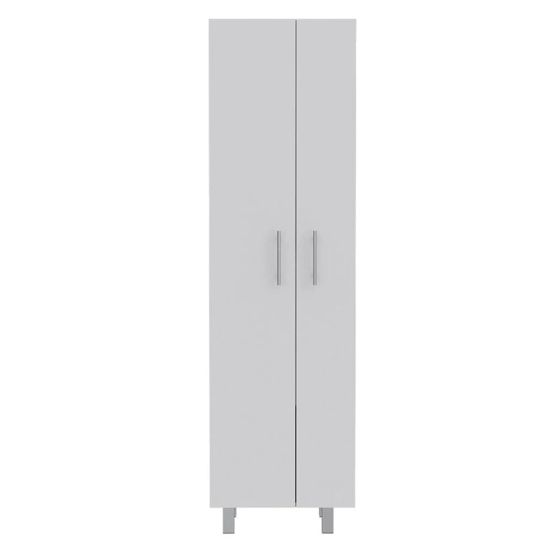 Hayne 9-Shelf 2-Door 2-piece Kitchen Set, Kitchen Island and Pantry White and Walnut