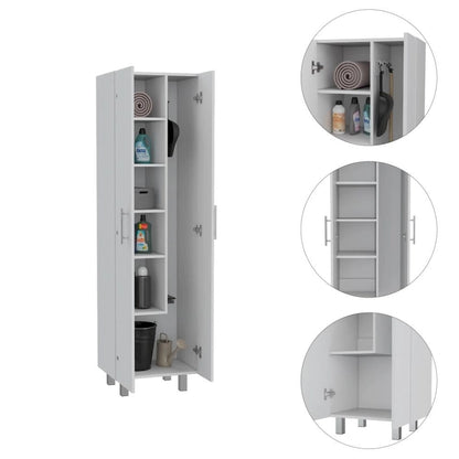 Hayne 9-Shelf 2-Door 2-piece Kitchen Set, Kitchen Island and Pantry White and Walnut