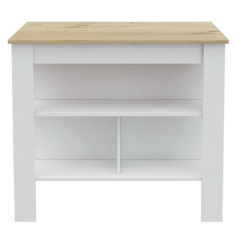 Hayne 9-Shelf 2-Door 2-piece Kitchen Set, Kitchen Island and Pantry White and Walnut