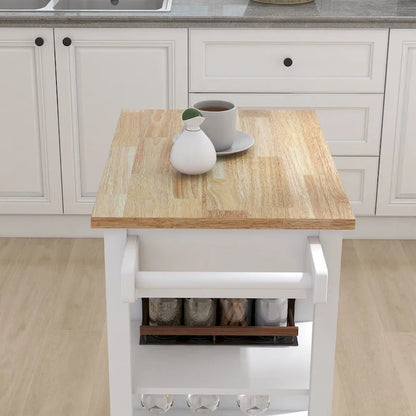 Kitchen Island Rolling Trolley Cart with Adjustable Shelves and Towel Rack - 25.98L * 15.55W * 34.06H