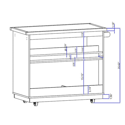 Rolling Kitchen Island with Storage, Two-sided Kitchen island Cart on Wheels with Wood Top, Wine and Spice Rack