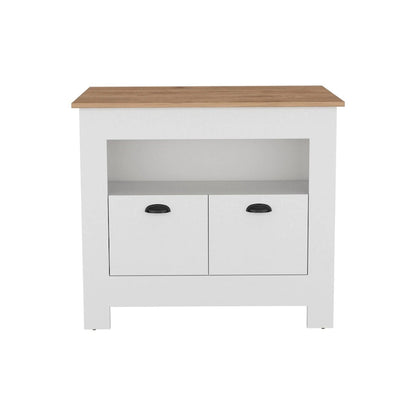 Kitchen Island Two Door Cabinet and Shelf for Dining Room.