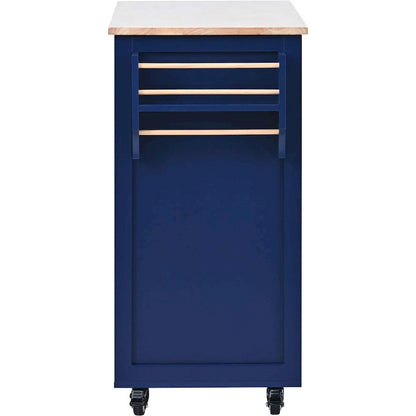 Rubberwood Kitchen Cart with Drop Leaf, Internal Storage Rack, Tableware organizer, and 8 drawers