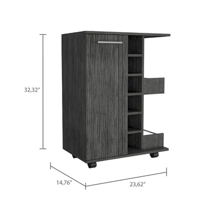 Bartlet 2-Shelf 6-Bottle Bar Cart with Division for Kitchen, Party and Living Room