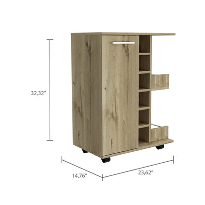 Bartlet 2-Shelf 6-Bottle Bar Cart with Division for Kitchen, Party and Living Room