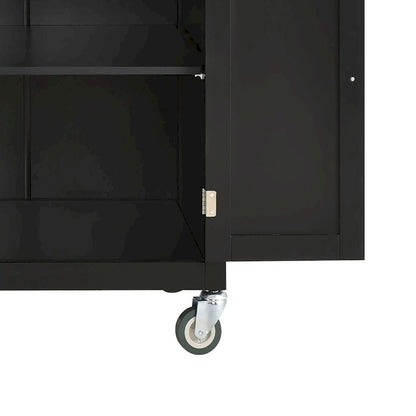 Classic Wooden Kitchen Island Cart with 2 Drawers, 2 Cabinets, a Towel Rack and a Spice Rack