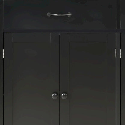 Classic Wooden Kitchen Island Cart with 2 Drawers, 2 Cabinets, a Towel Rack and a Spice Rack