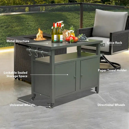 Grill Carts Outdoor Storage Cabinet with Wheels