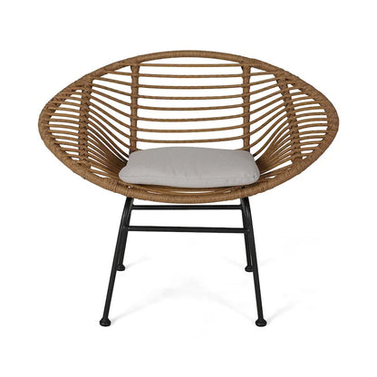 Modern Basket Chair Set with Water-Resistant Cushions and Steel Frame - Set of 2 Outdoor Chairs (No Tables)