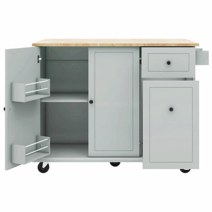 Rolling Kitchen Cart with Drop Leaf, Storage Rack, and 3-Tier Cabinet Organizer