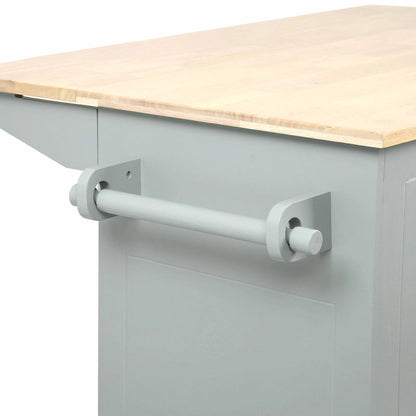 Rolling Kitchen Cart with Drop Leaf, Storage Rack, and 3-Tier Cabinet Organizer