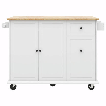 Rolling Kitchen Cart with Drop Leaf, Storage Rack, and 3-Tier Cabinet Organizer