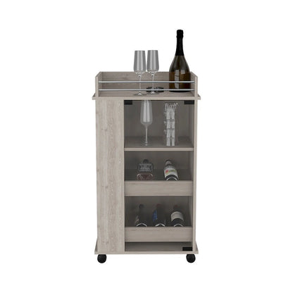 Bar Cart with Casters Reese, Six Wine Cubbies and Single Door for Kitchen, Party and Living Room