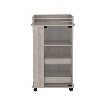 Bar Cart with Casters Reese, Six Wine Cubbies and Single Door for Kitchen, Party and Living Room