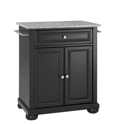 Crosley Alexandria Solid Granite Top Portable Kitchen Island in Black Finish - 18d x 31w x 33.5h