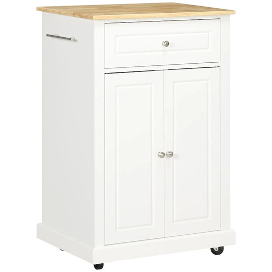 Rolling Kitchen Island Cart with Drawer, Adjustable Shelf and 2 Towel Racks