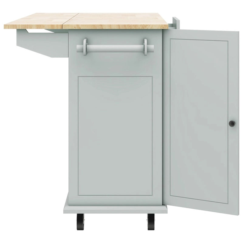 53.9 Width Rolling Kitchen Cart on Wheels with Internal Storage Rack and 3 Tier Pull Out Cabinet Organizer